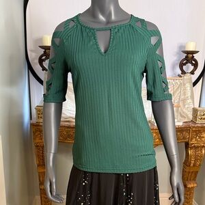 Green Cutout Sleeve Top